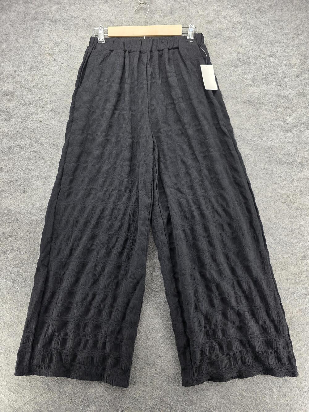 Nordstrom Rack Pants Womens S Black Wide-Leg Crepe Pull On Elastic Stretch 28 In